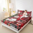 thumbnail image 4 of Manfei Happy Christmas Twin Sheet Sets,Cartoon Xmas Snowman Twin Fitted Sheet,Red White Green Flat Sheet For Girls Teens,Ultra Soft Home Decor,3pcs, 4 of 7