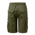 thumbnail image 4 of Lovskoo Cargo Shorts for Men Solid Color Drawstring Elastic Waist Pocket Hoodie Overalls Sport Shorts Quarter Pants Olive Green, 4 of 8