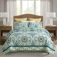 thumbnail image 1 of JML Bedspread Set, King, Atrovirens & Yellow, 3 Piece, 1 of 6