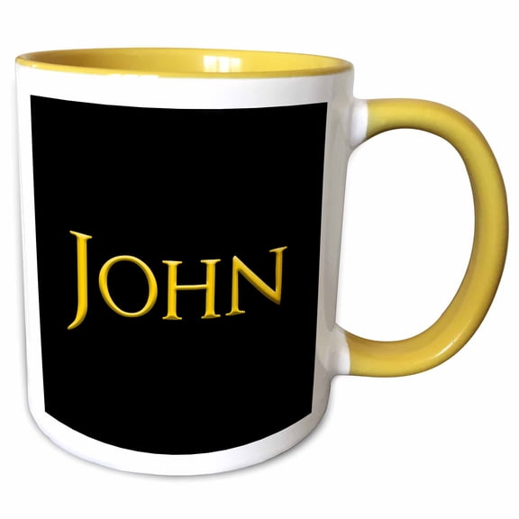3drose, John Popular Name in the Usa. Yellow on Black Amulet, 15oz Two-tone Yellow Mug