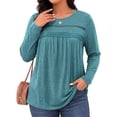 thumbnail image 2 of WellSize Plus Size Women Blouses Lace Long Sleeve Boho Tops Crew Neck Fall Shirts Trendy Tunic Blouses, 2 of 9