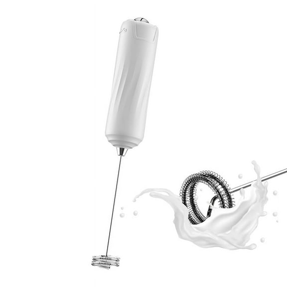 Handheld Electric Milk Frother Mini Foam Maker Drink Mixer Whisk Beater for Coffee Latte Matcha White