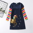 thumbnail image 4 of Tdoqot Little Girls Dresses- Cotton Long Sleeve Crew Neck T Shirt Dress Kids Spring Clothes Navy Size 5T, 4 of 8