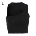 thumbnail image 1 of Chaleco de mujer sin mangas de color sólido con hombros descubiertos y camiseta sin mangas delgada de algodón, negro, L Sweethay AP001384-09B, 1 of 7