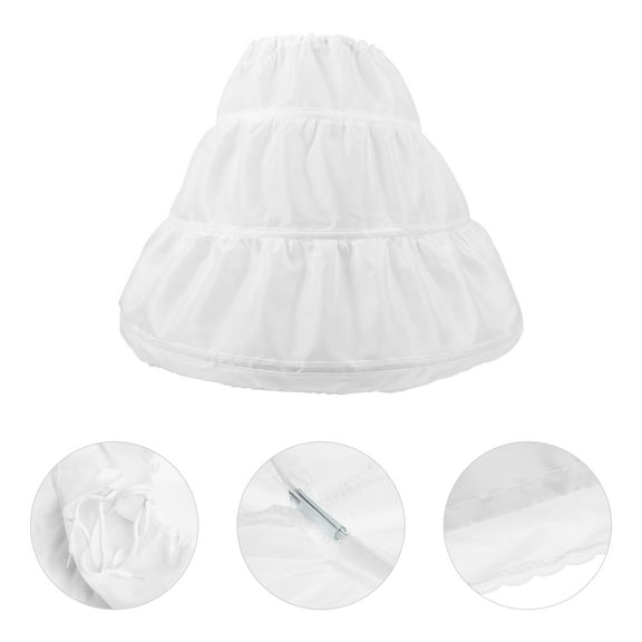 Hytrove 1Set Kids Underskirt Bubble Skirt White Fabric Steel Hoops Skirt for Girls