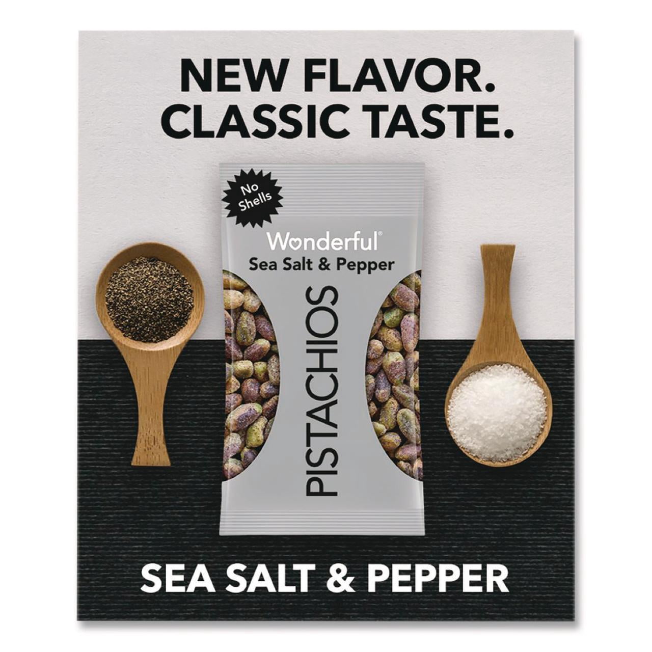 Wonderful® No Shells Sea Salt and Pepper Pistachios, 2.25 oz Pack, 8/Box
