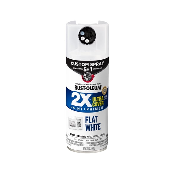 White, Rust-Oleum American Accents 2X Ultra Cover 5-in-1 Flat Spray Paint-368928, 12 oz