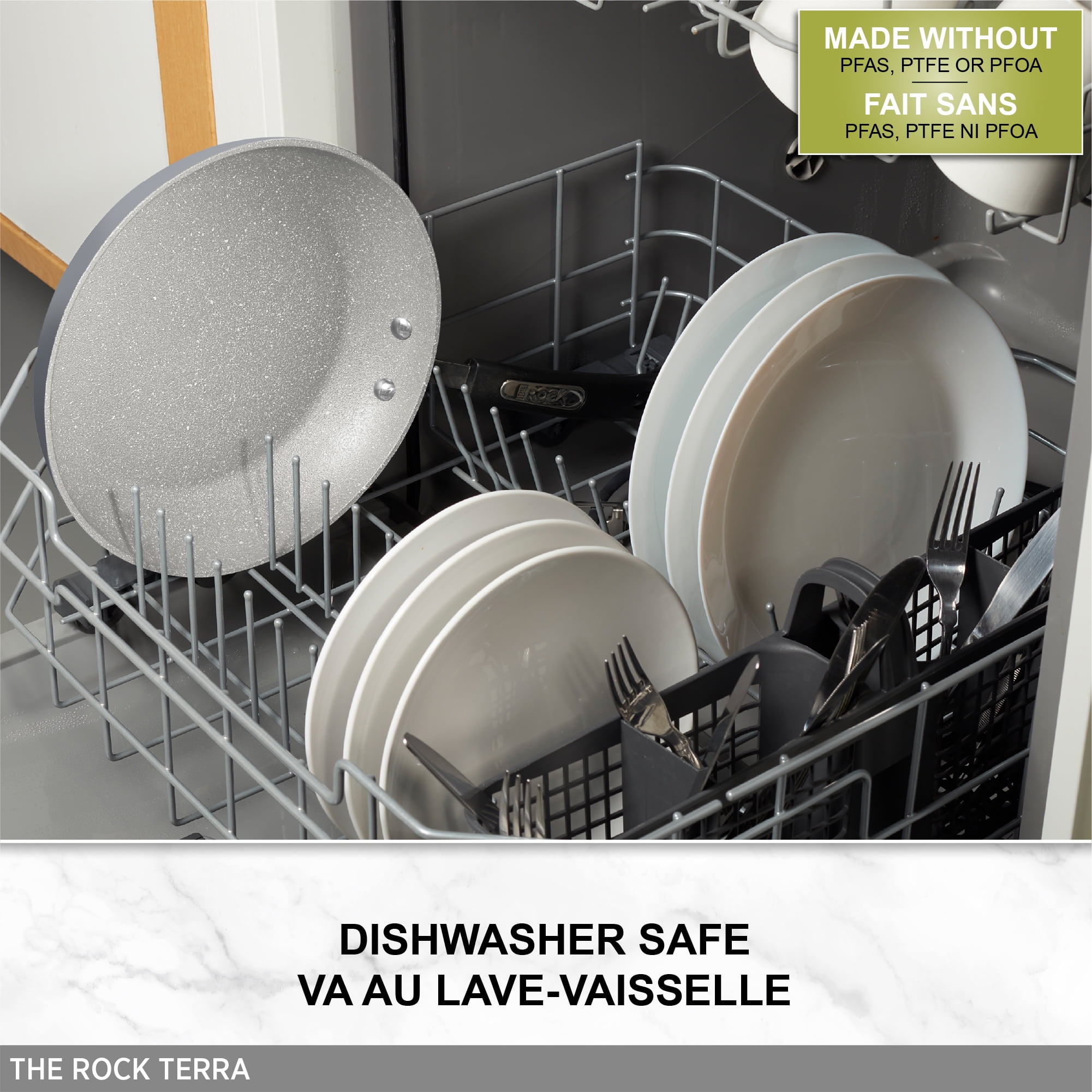 Starfrit The Rock Terra Non-Stick Frypan 12" (30cm) Diameter, Ceramic PFOA Free Coating, Thick aluminum base, No PFAS, PTFE or PFOA