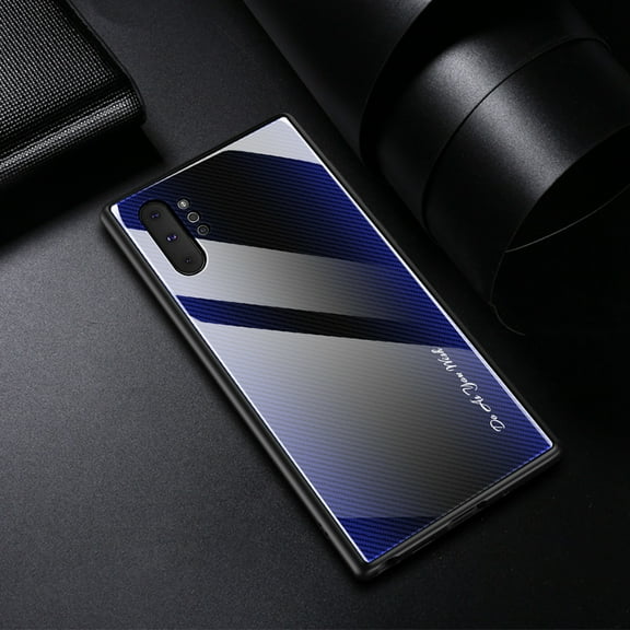 Dteck For Samsung Galaxy Note 10 Shockproof Luxury 9H Tempered Glass PC Panel Soft TPU Border Back Phone Case Slim Cover ,Darkblue