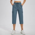 thumbnail image 6 of Cargo Capri Pants for Women Casual Summer Drawstring Elastic Waist Quick Dry Hiking Capris with Pockets, XL, 6 of 7