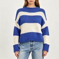 thumbnail image 2 of Fewfanhot Fall Sweaters for Women Striped Mock Neck Fall Knit Color Block Long Sleeve Warm Winter Loose Fit Sweater, 2 of 7