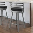 thumbnail image 5 of Amisco Render 30 In. Swivel Bar Stool - Black Faux Leather / Metallic Grey Metal, 5 of 9