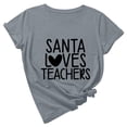 thumbnail image 1 of Hauts Amples à Col Rond pour Femmes, Pull Imprimé Mignon pour la Journée des Enseignants, Manches Courtes, T-Shirt, 1 of 5