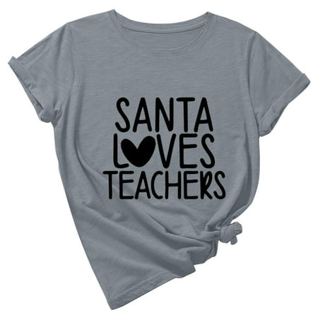

Teacher T-Shirt for Women Funny Letter Print Short Sleeve Shirts Teaching Life Tee Tops Funny Teachers Gift Tshirt