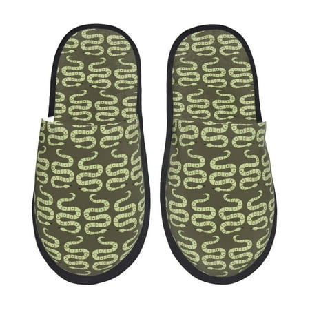Balery Green Snake Slient Indoor Furry Fleece Comfort House Shoes Soft Non-Slip Home Shoes Cotton slippers House Slippers-- Large