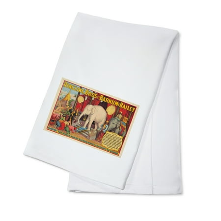 Elephant Dishes Barnum & Bailey - The White Elephant Vintage Poster (artist: Anonymous) USA c. 1927 (100% Cotton Kitchen Towel) ()