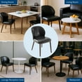 thumbnail image 5 of Modern Dining Chairs Set of 2, Linen Upholstered, Wooden Leg & Ergonomic Back Support, for Kitchen Dining Room Restaurant, Black, 5 of 8