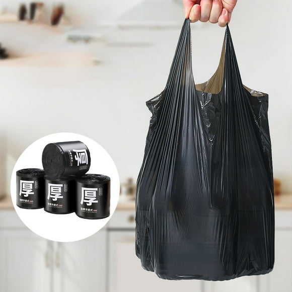 Garbage Bags Roll of 200 | Disposable Hand-Held Vest Style | Thick Leakproof Heavy-Duty Plastic | Ergonomic Handles | Multipurpose Trash Liners for Home Office Dorm | Convenient Packaging