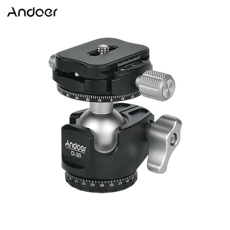 - Andoer D-30 Professional Double Panoramic Head CNC Machining Aluminum Alloy Ball Head Double U Notch Design Low Center of Gravity for Tripod Monopod DSLR ILDC Cameras Max Load Capacity 18kg