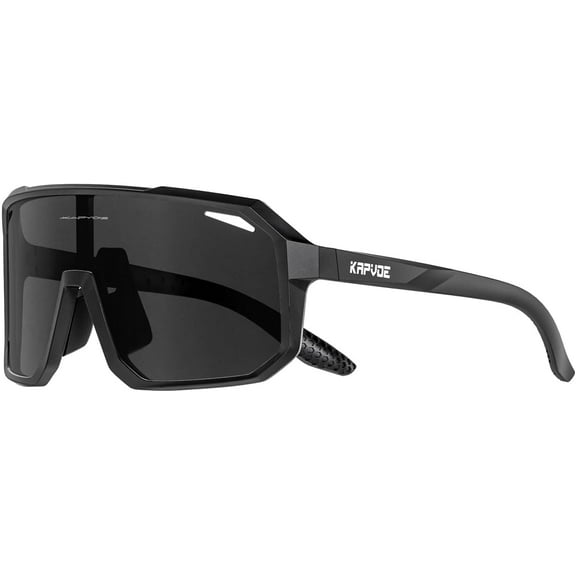 KAPVOE Durable Lightweight UV Protection Polarized Unisex Sports Sunglasses, Black