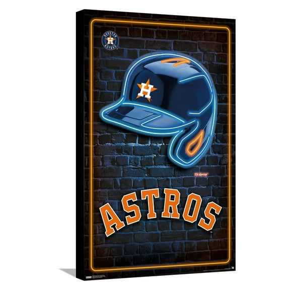 MLB Houston Astros - Neon Helmet 23 Canvas Wall Poster, 14.725" x 22.375"