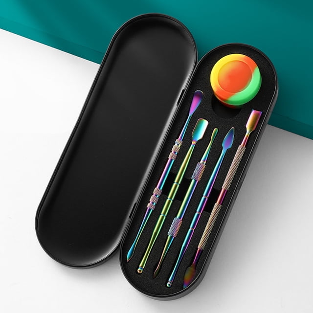 Outils de Sculpture sur Cire avec Récipient en Silicone de 5ml et Boîte (Arc-en-Ciel), Ensemble d'Artisanat de Voyage, Outils de Cire Arc-en-Ciel avec Récipient en Silicone et Kit d'Étain Portable, Kit d'Artisanat DIY