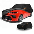 thumbnail image 1 of Funda para auto impermeable para todo clima, protección exterior contra el sol y la lluvia, con tiras reflectantes, negra para Kia Soul, 1 of 7
