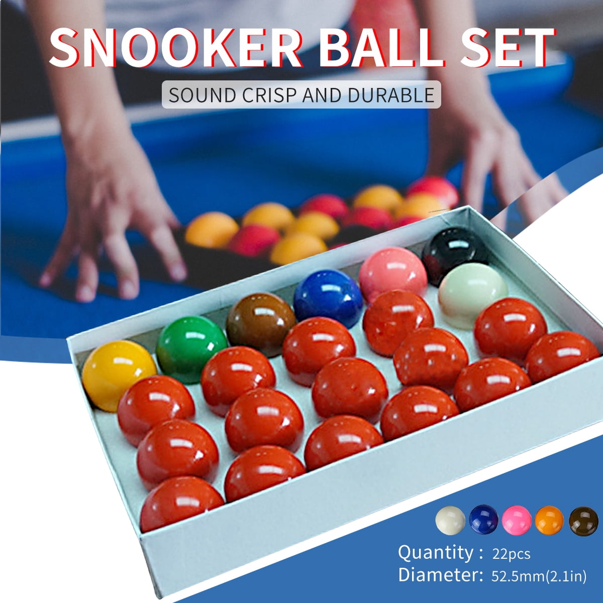 2-1/16" Inch Deluxe American Snooker Ball Set Complete 22 Billiard Pool Balls 
