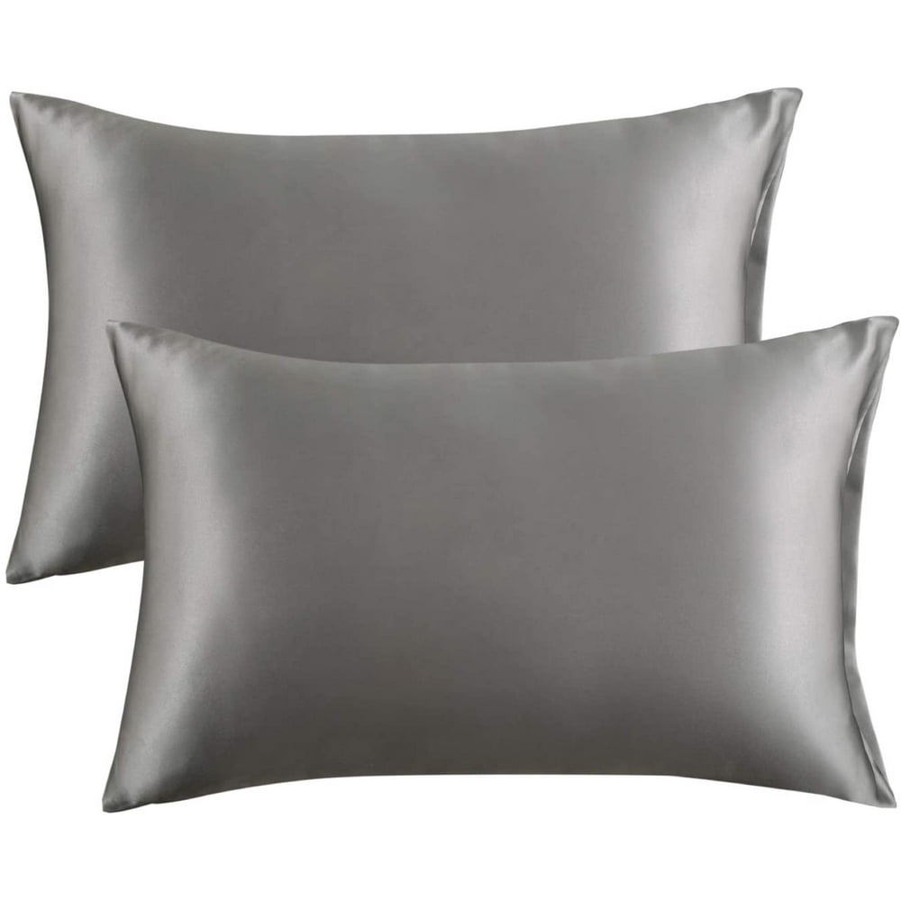 Dark Grey Satin Pillowcase (2 Pack) for Hair Skin Silk Pillow Case