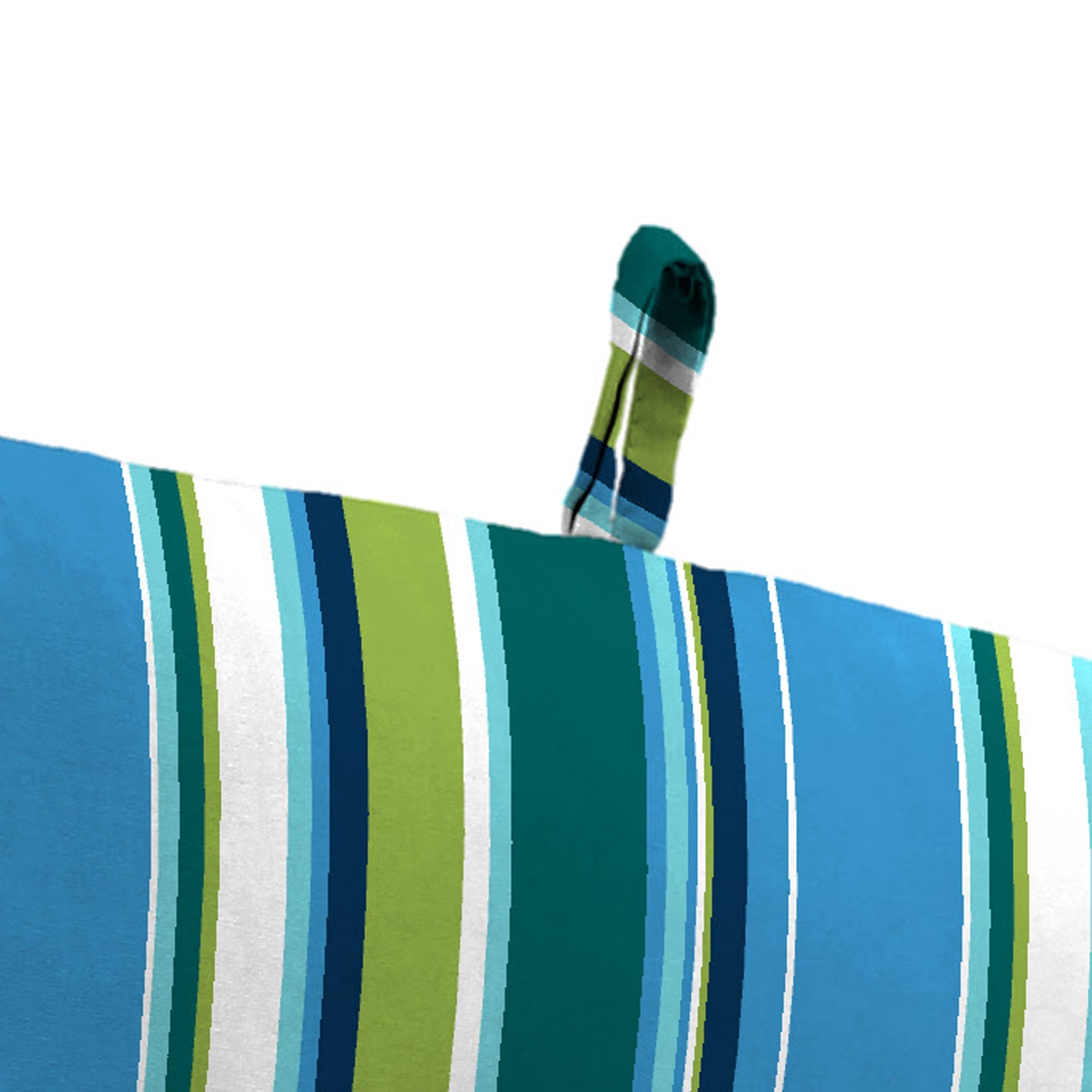 Jordan Manufacturing 44" x 22" Covert Capri Blue Stripe Rectangular Outdoor Chair Cushion with Ties and Hanger Loop