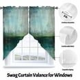 thumbnail image 3 of Abstract Street Art Swag Valances for Windows 2 Pack Vintage Green Watercolor Gradient Swag Kitchen Curtains 45 Inches Long Rod Pocket Short Window Treatment for Kitchen Bathroom 36"x45", 3 of 8