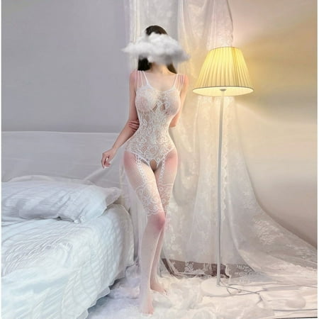 Generic Sexy Lingerie Women s Mesh Stockings Jumpsuit Sexy Jumpsuit Fishnet Clothes Lace Sling One-Piece Stockings Uniform Suit