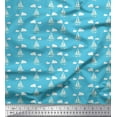 thumbnail image 1 of Soimoi Viscose Chiffon Fabric Cloud,Fish & Yacht Nautical Print Sewing Fabric Yard 42 Inch Wide, 1 of 1