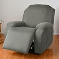 thumbnail image 6 of 4 Pieces Stretch Velvet Recliner Covers, Thicker Soft Plush Recliner Chair Slipcover with Side Pockets, Luxury Dog Cat Pets Proof Reclining Protector (Recliner, Gray), 6 of 6