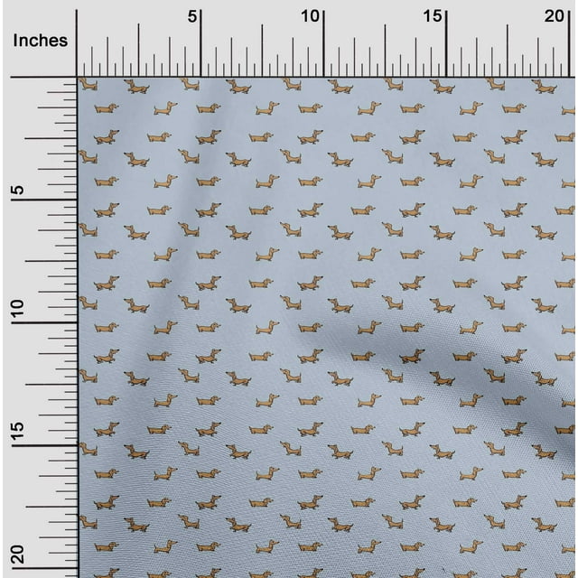 oneOone Tissu en Coton Cambric Imprimé Teckel 56 Pouces de Large