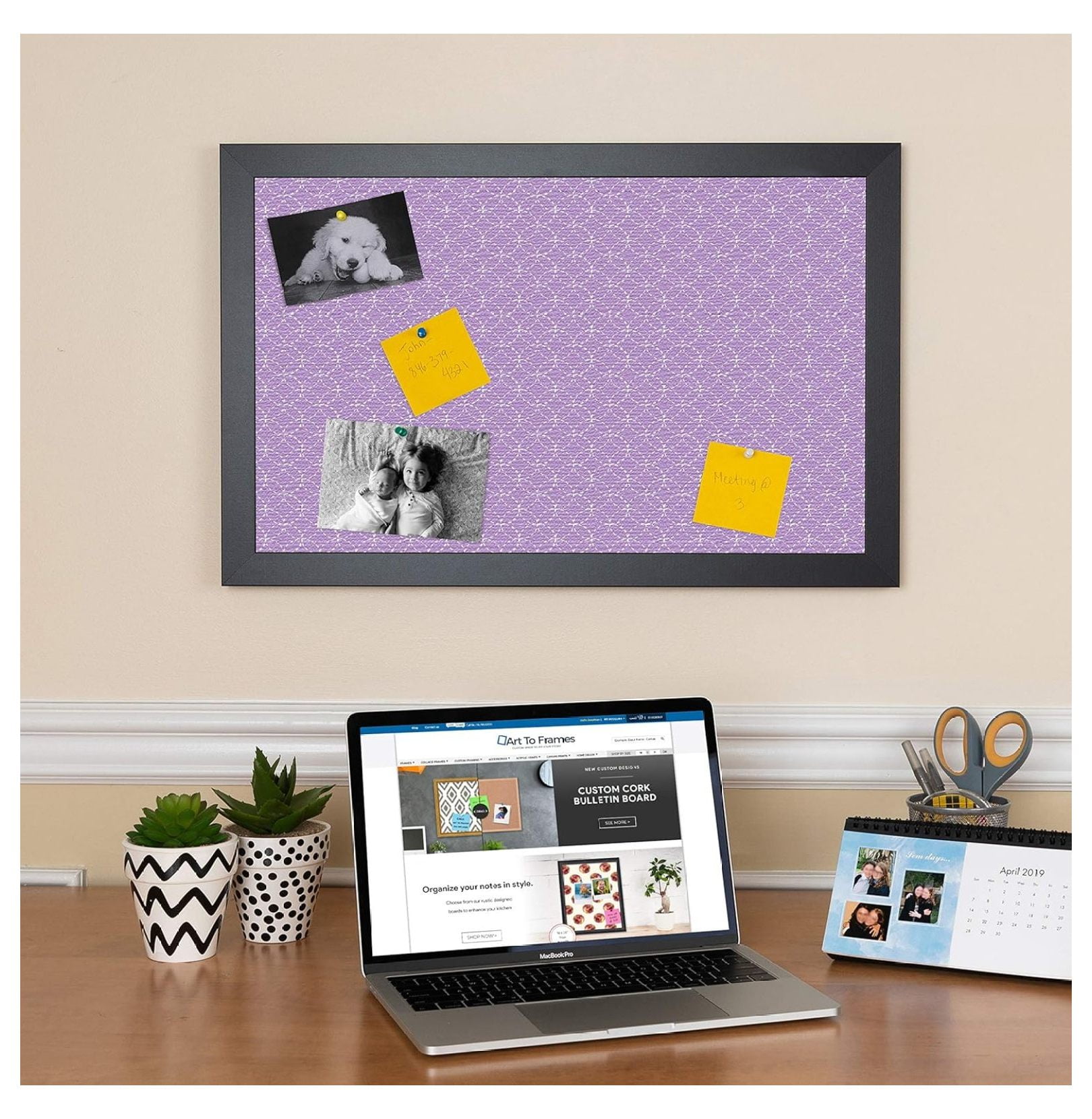 PinPix 13x13 Inch Cork Bulletin Board. This Decorative Framed Pin
