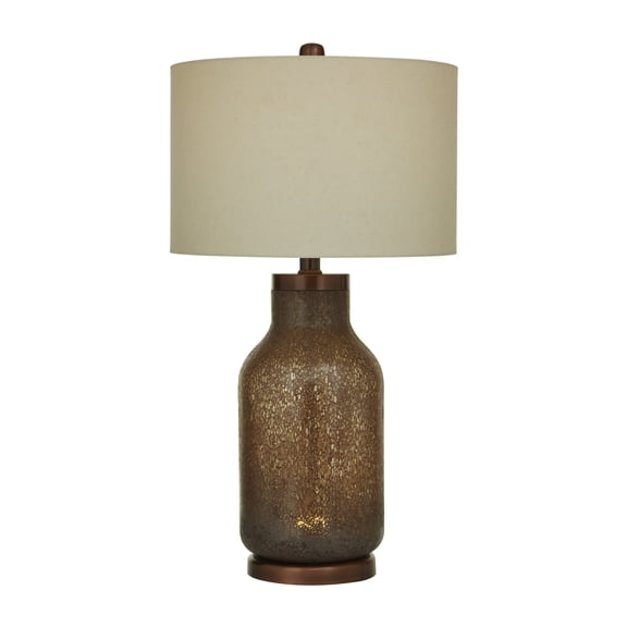 DecMode 31" Speckled Brown Table Lamp with Cream Linen Shade