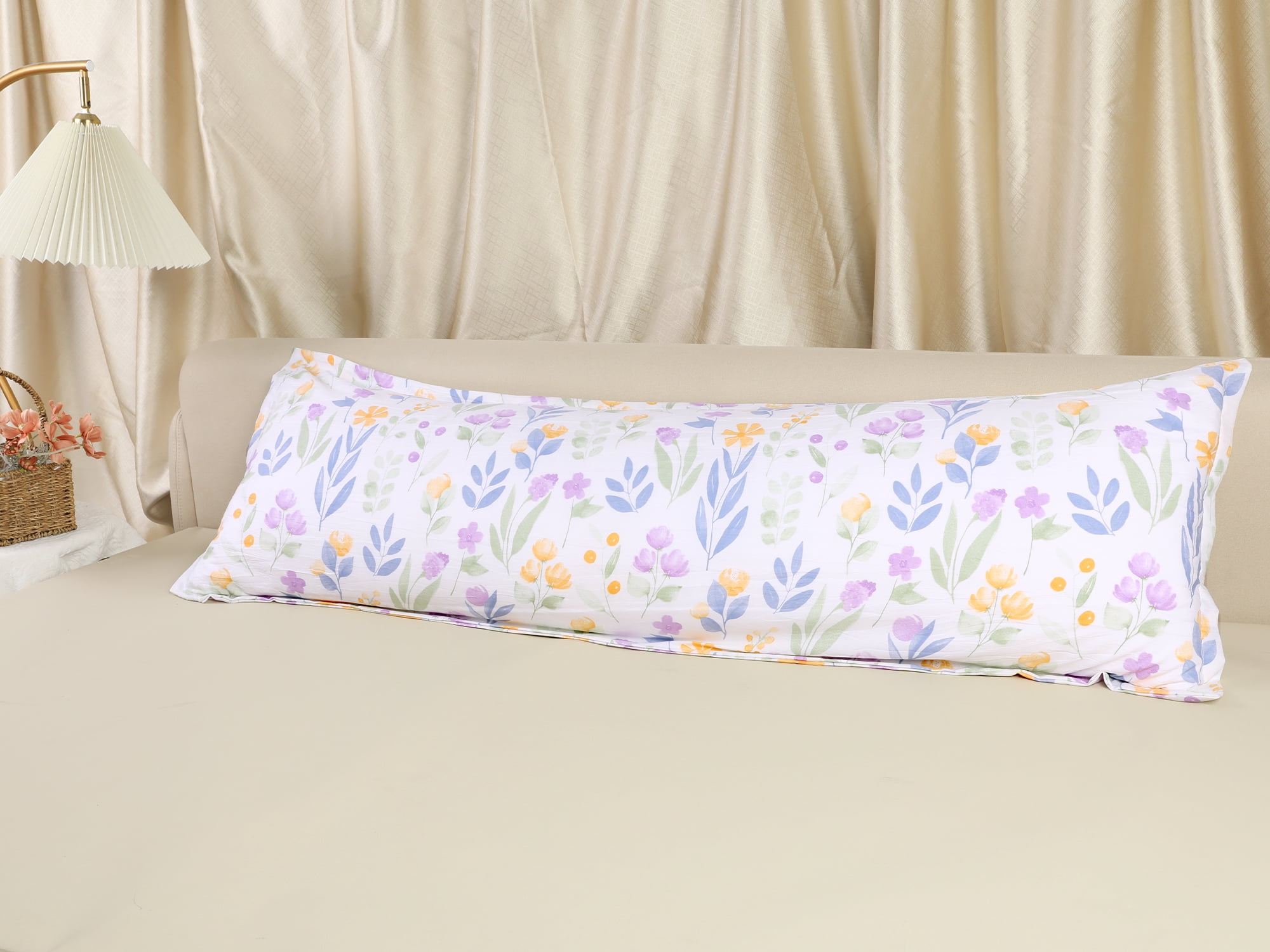 Unique Bargains 1 Pcs Pillowcase Breathable Soft Floral Pillow Cases Purple 20"x72"