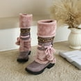 thumbnail image 5 of HAOTAGS Womens Suede Mid Calf Boots Winter Snow Casual Shoes Purple Size 8.5, 5 of 7