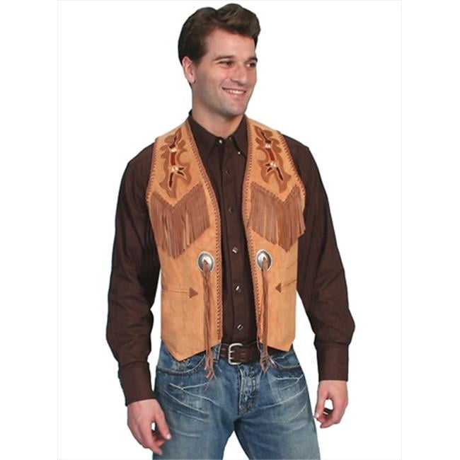 Scully 75540946 Mens Leather Wear Vest, Bourbon Boar Suede Size 46