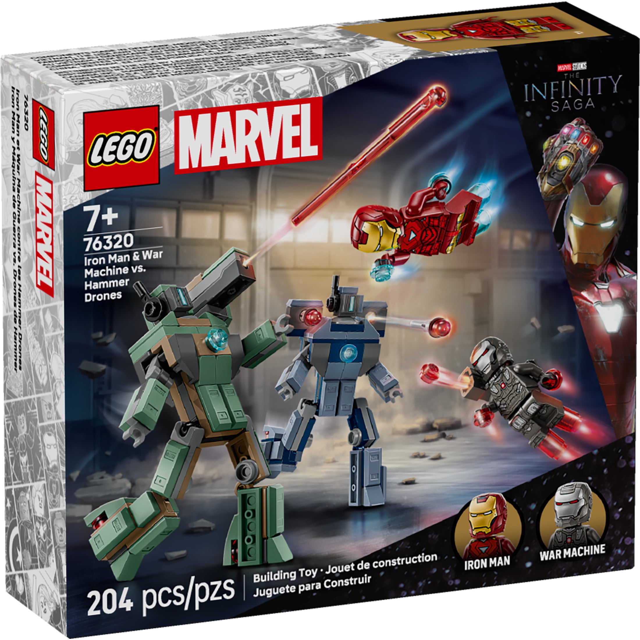 LEGO Marvel Iron Man & War Machine vs. Hammer Drones Building Toy - Pretend Play Set W/ 2 Toy Minifigures - Kids Building Blocks for Boys & Girls, Ages 7+ - Gift Idea for Birthdays - 76320