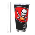 thumbnail image 1 of Taza térmica duradera de acero inoxidable 304 con tapa y pajita con temática del equipo de fútbol de los Buccaneers Taza térmica de acero inoxidable de 20 oz Taza para automóvil Adecuada para bebidas, 1 of 8
