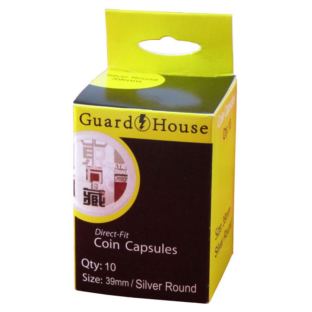 Guardhouse Box of 10 Direct Fit 39mm Coin Holders Silver Rounds 10Pcs