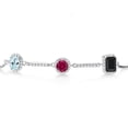 thumbnail image 2 of Gem Stone King 2.06 Ct Oval Sky Blue Topaz Red Created Ruby 925 Sterling Silver Bracelet for Women, 2 of 4