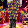thumbnail image 5 of Hvot&aat Women Mardi Gras Leggings Stretch High Waisted Yoga Pants Sparkly Printed Carnival Party Pant, 5 of 5