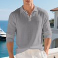 thumbnail image 5 of Linen Polo Shirt Men Long Sleeve Polo Shirts Casual Golf Sweatshirts for Men | Long Sleeve Breathable Gym Workout Sweatshirts Fashion Streetwear for Travel Daily Wear, 5 of 7
