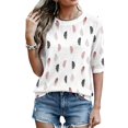 thumbnail image 4 of Domzest Womens Boho Floral Graphic Tops Elbow Length Lightweight Crew Neck Shirts Half Sleeve Dressy Casual Loose Fit Tunic Tops White XXL, 4 of 6