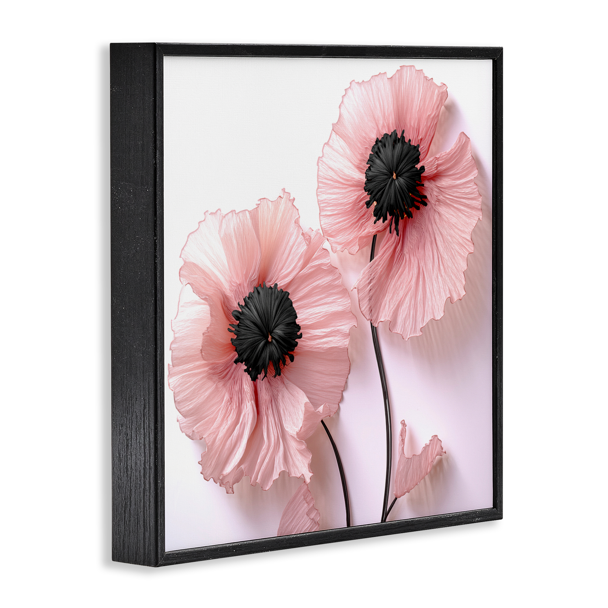 Properly Pink Poppies Black Framed Giclee Art, design by Sasha