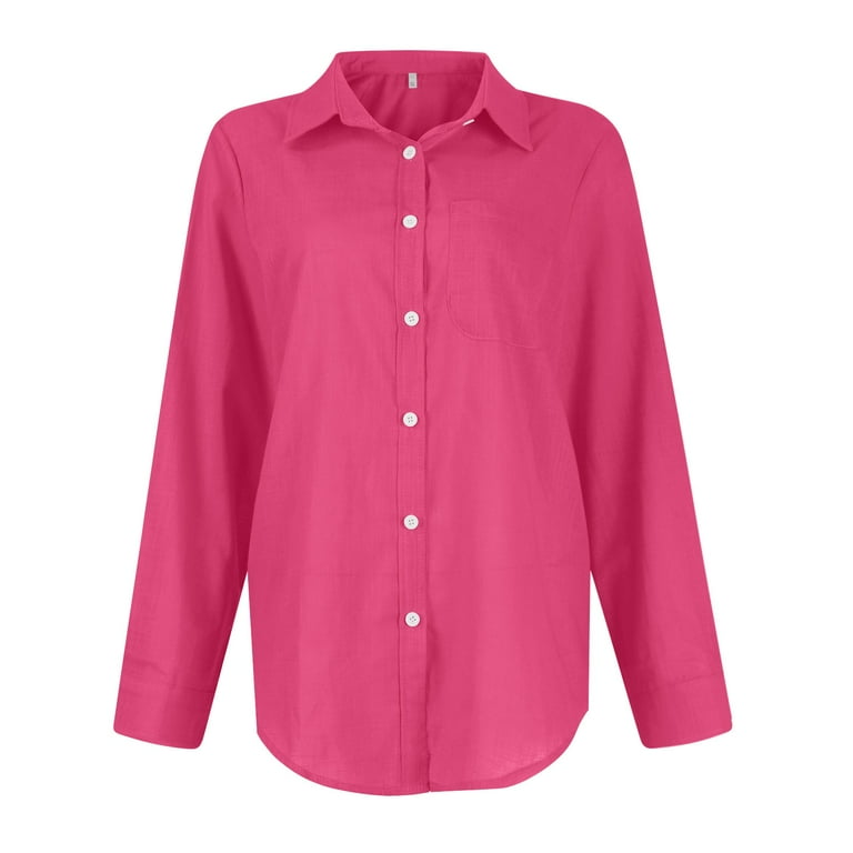 Jzuxvd Womens Button Down Shirts Gauze Cotton Dress Shirt Long