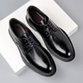 thumbnail image 6 of Men's Brown Polished Leather Plain Toe Derby Dress Shoes, 6 of 7